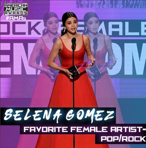Selena Gomez lors des American Music Awards 2016