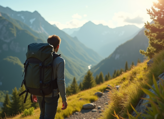 Sac à dos : pourquoi et comment le choisir pour vos activités ? Randonneur sur un sentier de montagne ensoleille avec sac moderne