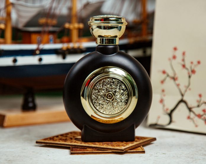 black bottle of alcohol beverage on the table