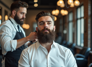 Barbe Van Dyke : Qu’est-ce que c’est et comment l’entretenir ? Homme avec barbe Van Dyke en salon moderne