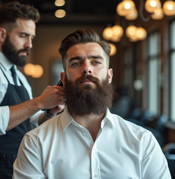 Homme avec barbe Van Dyke en salon moderne