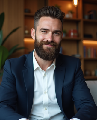 Homme élégant en portrait dans un salon moderne