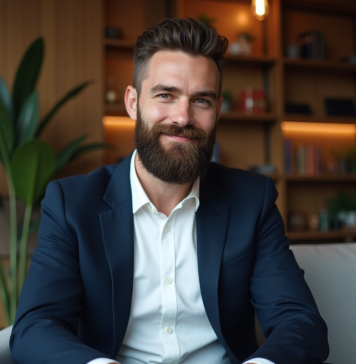 Barbe : quels styles choisir selon la forme de votre visage ? Homme élégant en portrait dans un salon moderne