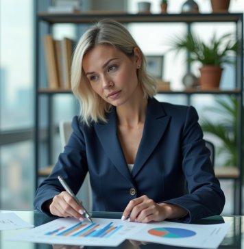 Marque la plus riche du monde : classement et secrets en 2025 Femme d'affaires confiante en tailleur navy dans un bureau moderne