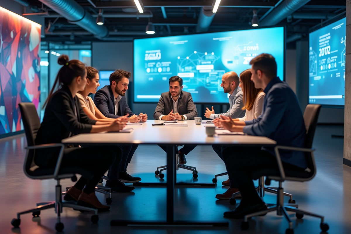 Jeunes professionnels collaborant autour d