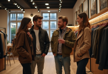 Leader prêt-à-porter France : quelles marques dominent le marché actuellement ? Groupe de jeunes adultes dans une boutique de mode parisienne