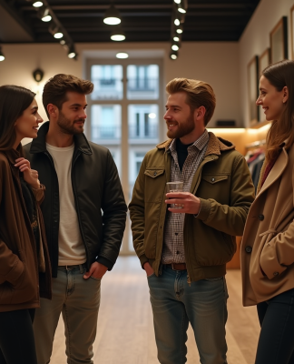 Groupe de jeunes adultes dans une boutique de mode parisienne