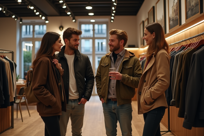 groupe-jeunes-mode-paris Groupe de jeunes adultes dans une boutique de mode parisienne