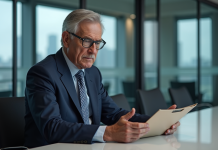 Homme d'affaires en costume dans une salle de réunion