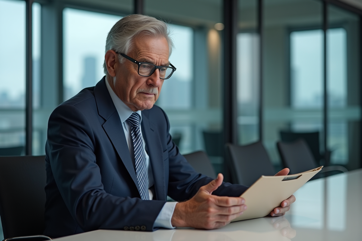 Homme d'affaires en costume dans une salle de réunion
