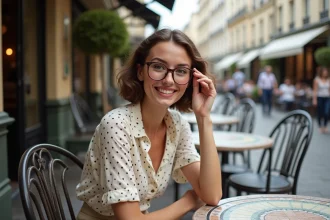 Lunettes Mango au style rétro sous un ciel ensoleillé
